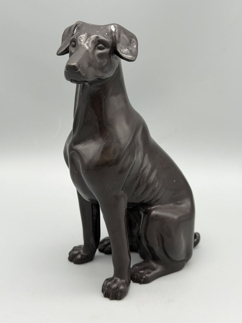 Bronze Sitting Dog Sculpture (1 of 3)