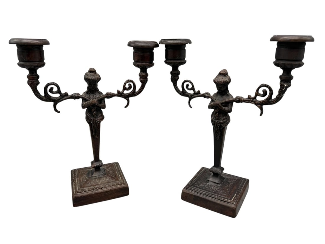 Pair Maitland-Smith Bronze Art Nouveau Candelabras (1 of 3)