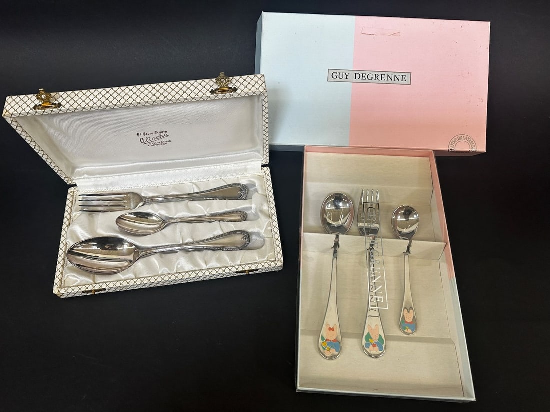 Guy Degrenne Child's Stainless Set, Silverplated Hallmarked Luncheon Set (1 of 5)