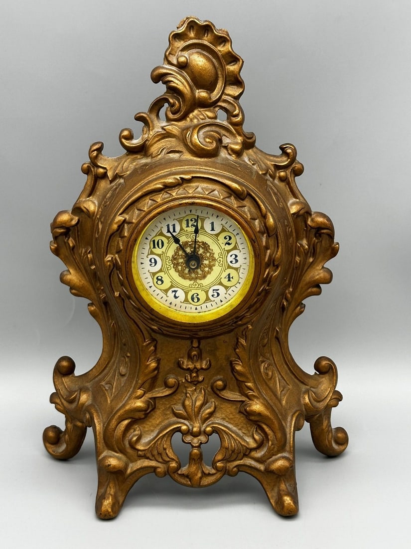 Golden Novelty Mfg. Co. Bronze Figural Table Clock (1 of 6)