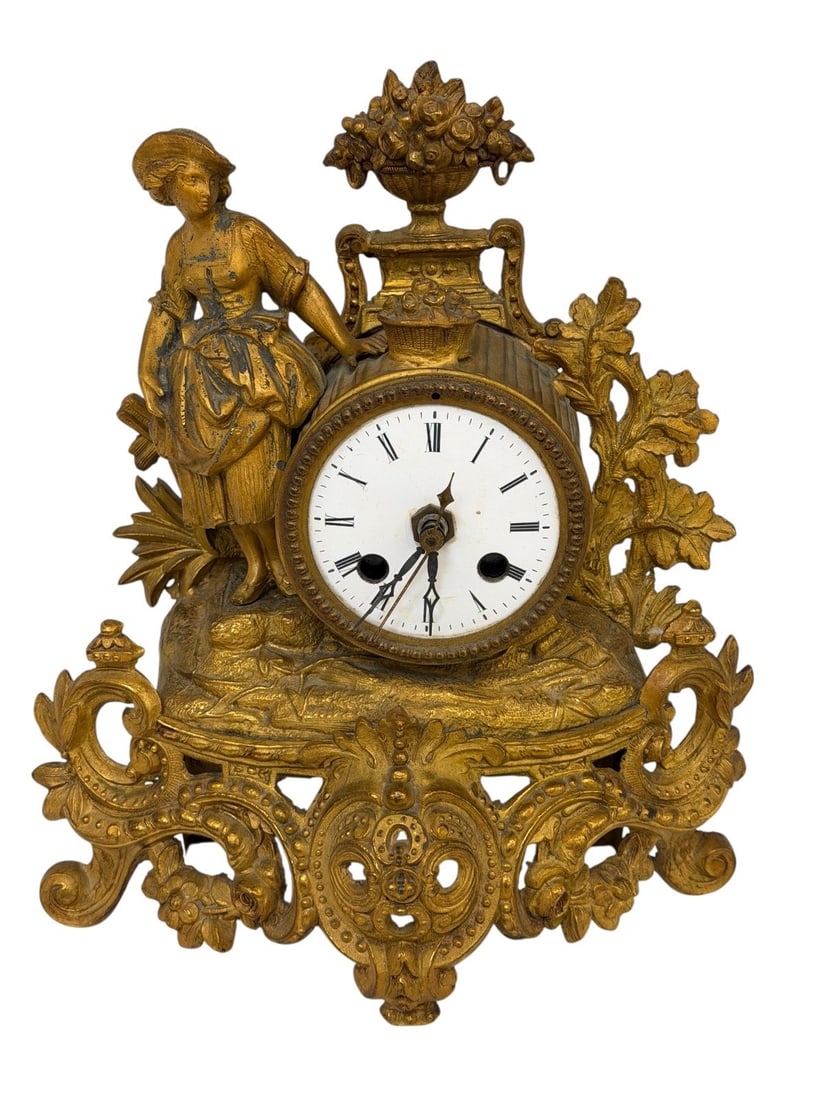French Gilt Figural Mantle Clock (1 of 6)