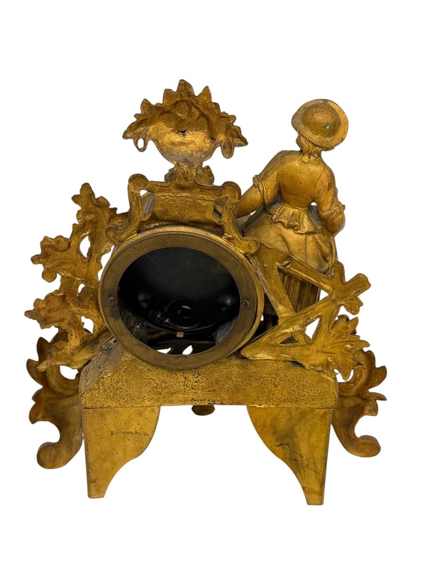 French Gilt Figural Mantle Clock - 4