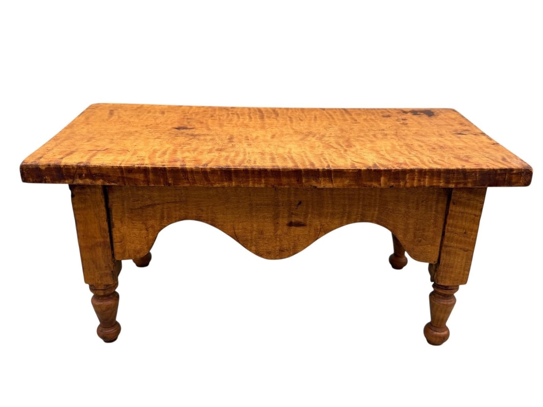 Tiger Maple Small Foot Stool: Tiger Maple Small Foot Stool: Measuring 14 x 6.75", 6.5" tall.