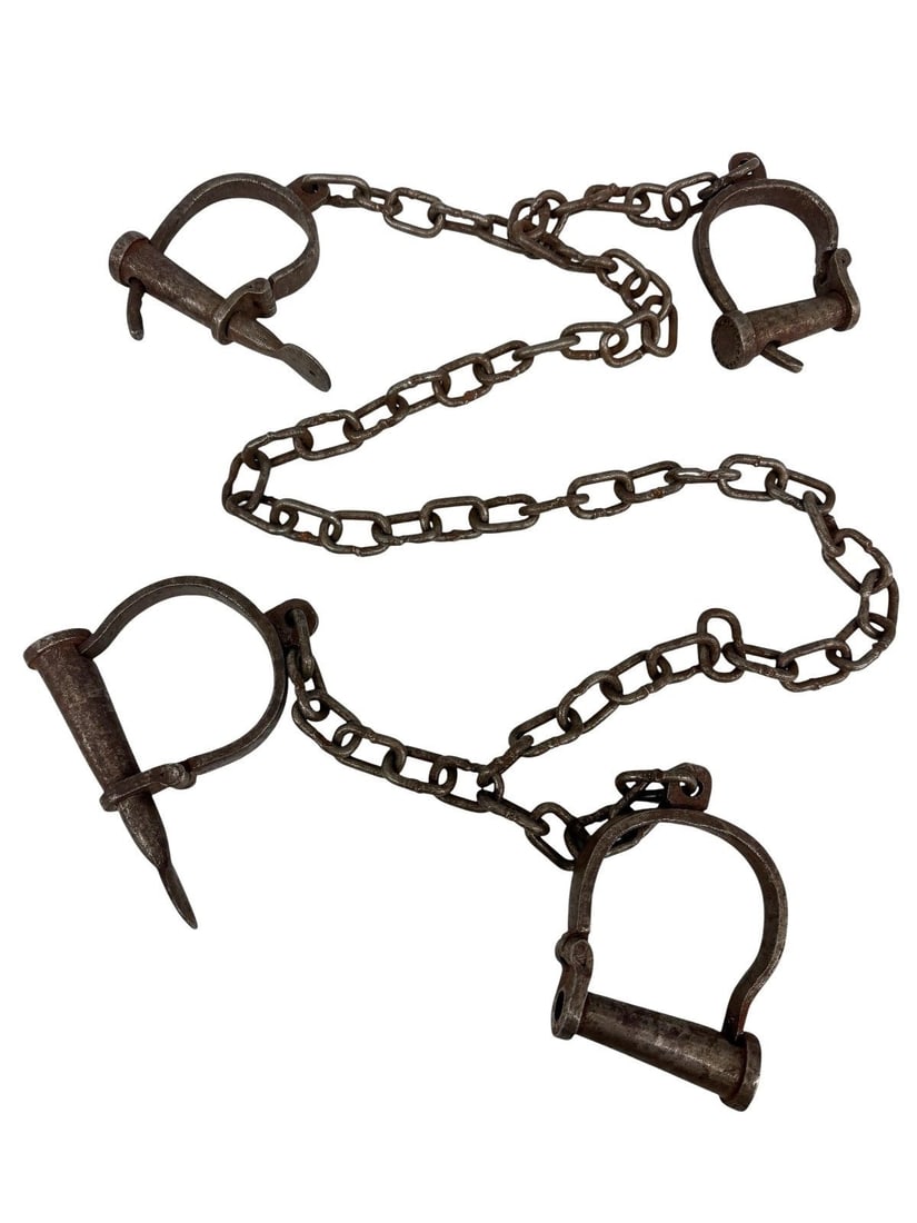 Alcatraz Copies Hand and Leg Irons With Keys: Alcatraz Copies Hand and Leg Irons With Keys: Numbers 188 and 136 stamped on keys, Alcatraz with raised lettering as well.