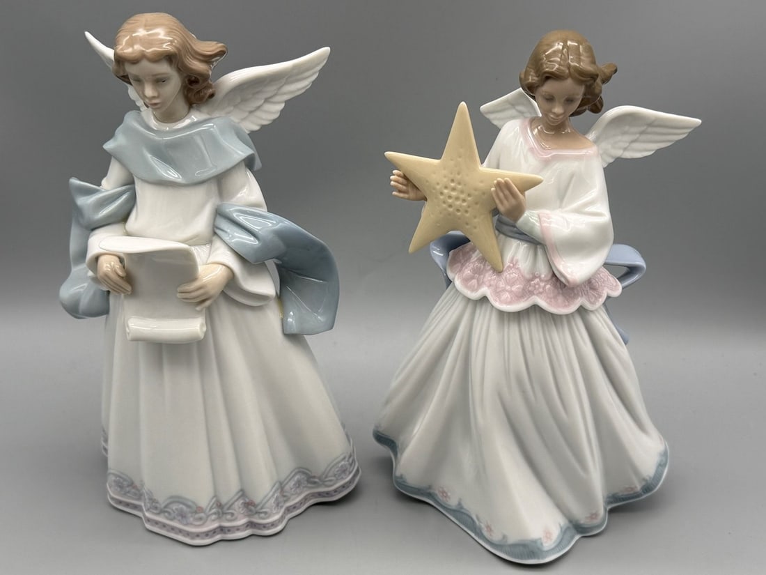 (2) Lladro Angel Figurines: Angel of the Stars 6132, Rejoice 6321 (1 of 3)