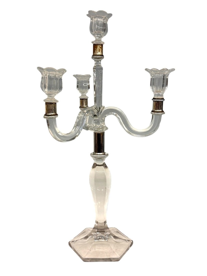 3-Arm Center Top Crystal Candelabra (1 of 4)