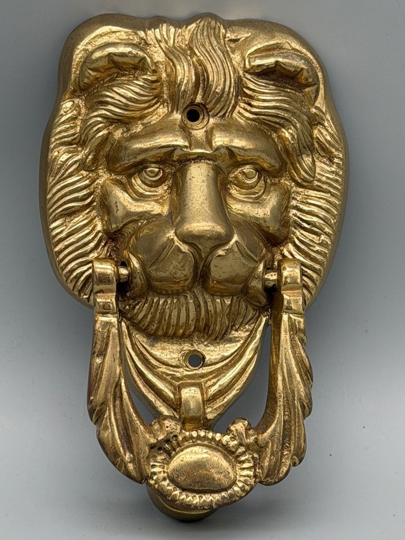 Brass Lion Door Knocker: Brass Lion Door Knocker: Measuring 5.75" long.