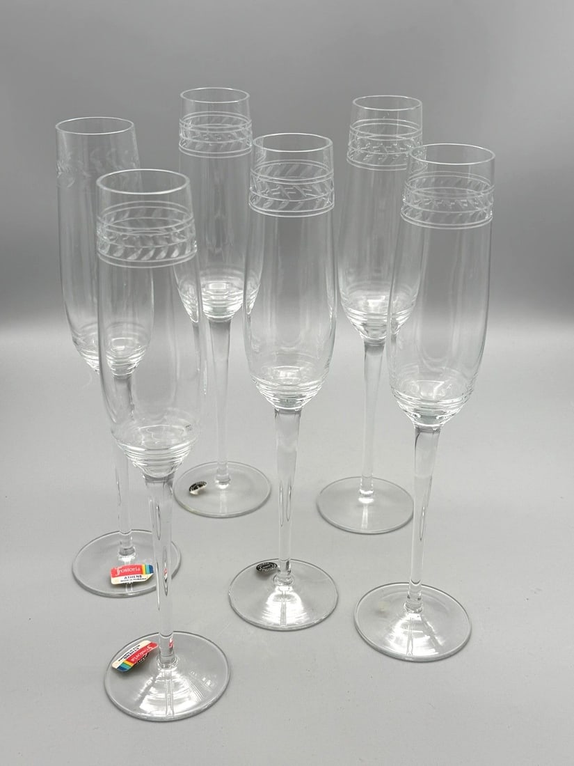 (6) Fostoria Glass Champagne Flutes (1 of 3)