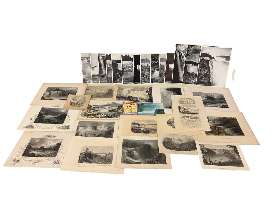 (33) Engravings, Postcards, Calendar Niagara Falls: (33) Engravings, Postcards, Calendar Niagara Falls: Includes 19 engravings, 13 giant king size postcards, 1 calendar and 1 calendar.