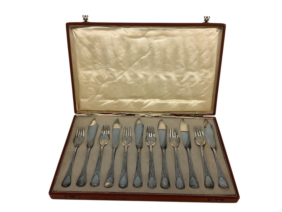 1903-1910 WMF Wurttembergische Silver Plate Fish Service Set In Original Case (1 of 3)