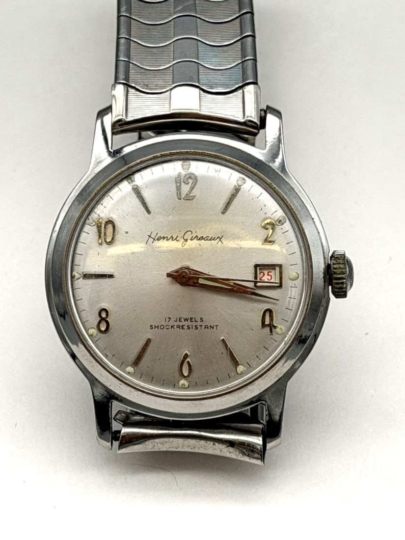 Henri Gireaux 17 Jewel Stainless Steel Wrist Watch: Henri Gireaux 17 Jewel Stainless Steel Wrist Watch: