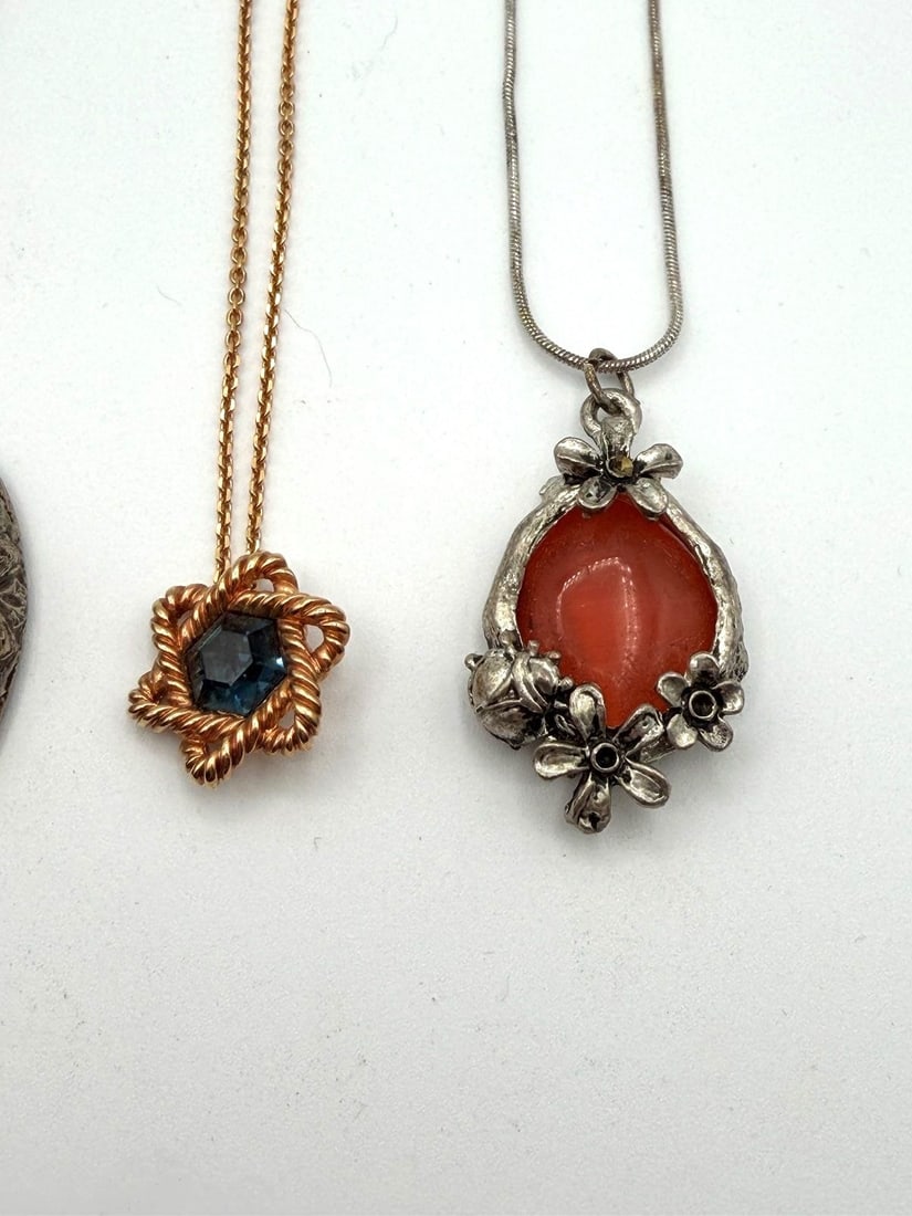 (6) Fancy Vintage Drop Dangle Pendants on Chains - 4