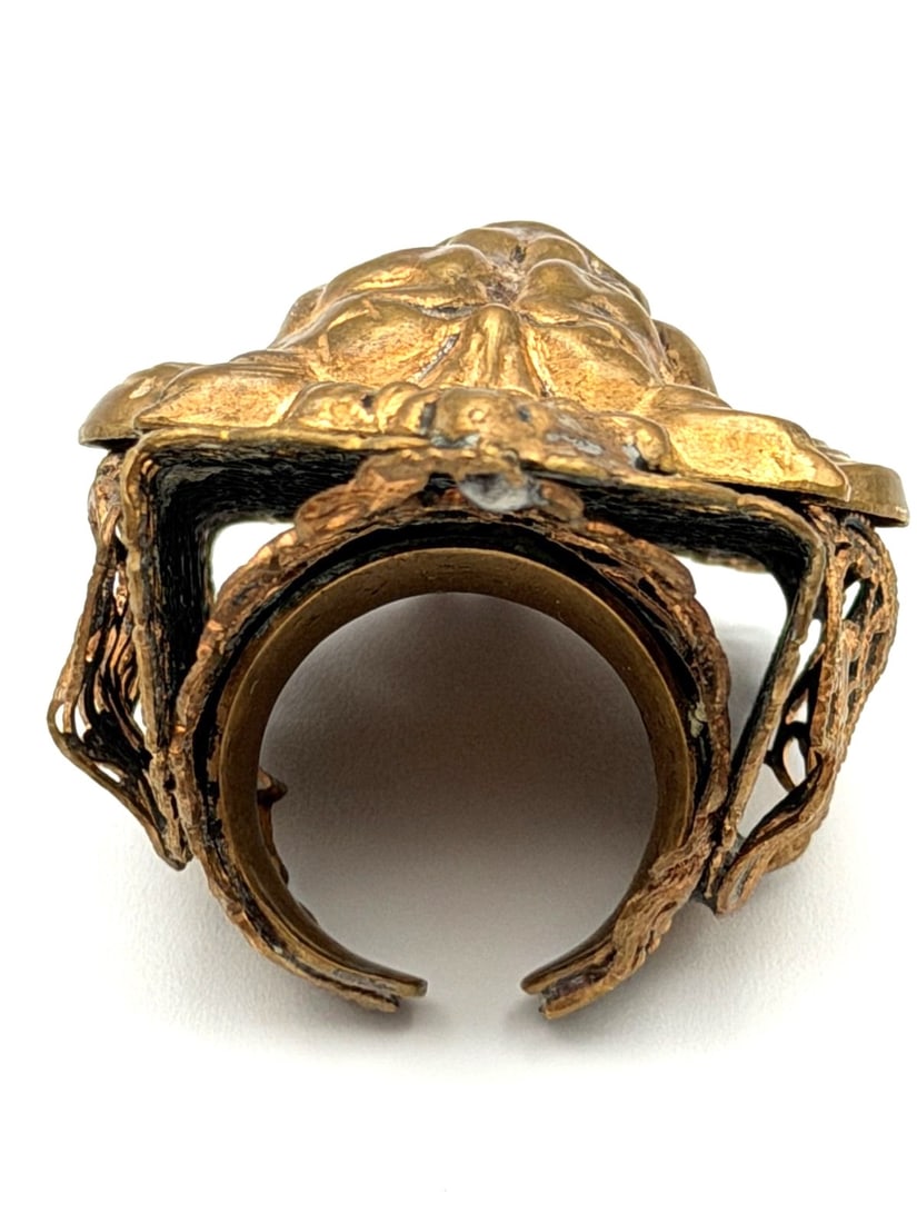 Large Chunky Lion Head Statement Ring - 4