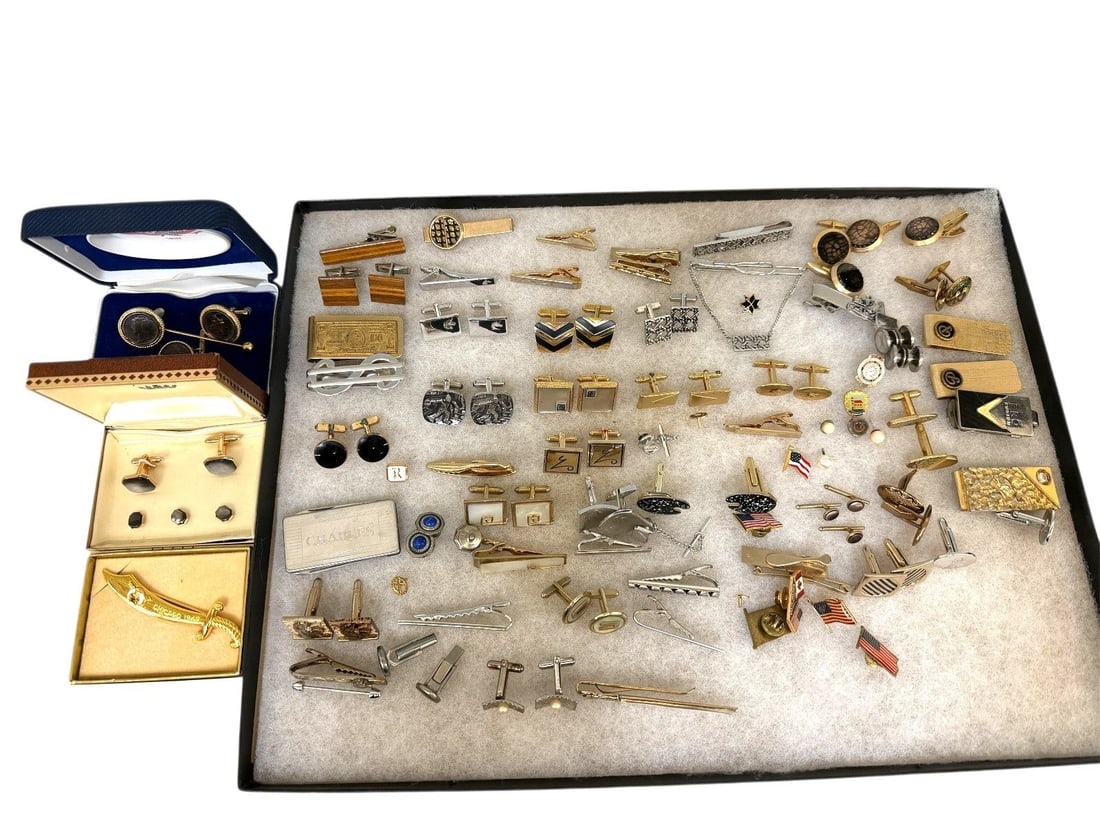 Large Group of Cufflinks, Tie Tacks, Pins (1 of 9)