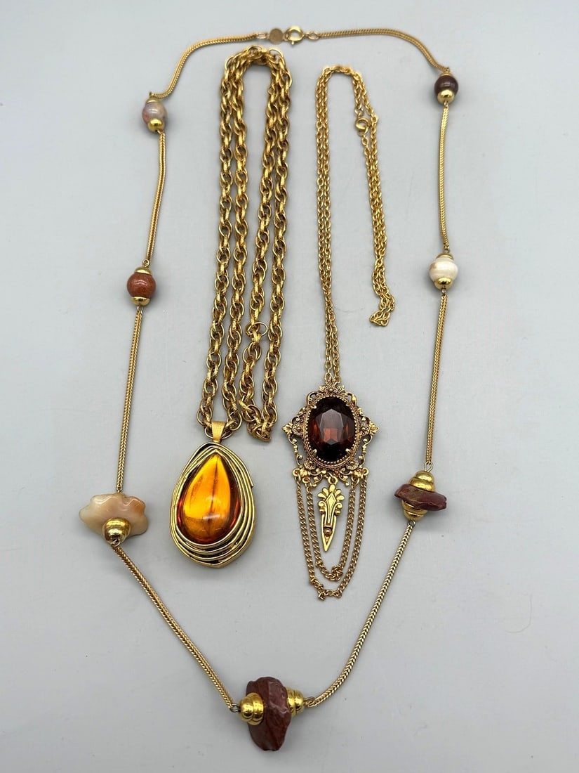 (3) Statement Costume Necklaces: Style of Florenza, Accessocraft: (3) Statement Costume Necklaces: Style of Florenza, Accessocraft: