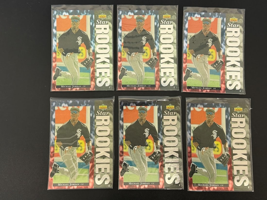 (6) 1994 UD Star Rookies Michael Jordan Baseball Cards #19: (6) 1994 UD Star Rookies Michael Jordan Baseball Cards #19: NM-M