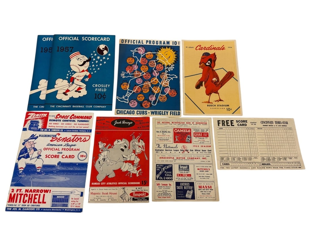 (8) Unmarked 1955-1957 Baseball Score Cards (1 of 8)