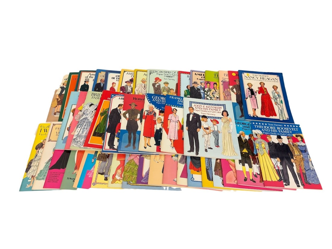 (52) Tom Tierney Paper Doll New Books: Never Used: Presidents, JFK, Chanel, Cupie, More: (52) Tom Tierney Paper Doll New Books: Never Used: Presidents, JFK, Chanel, Cupie, More: Only one booklet has been used.