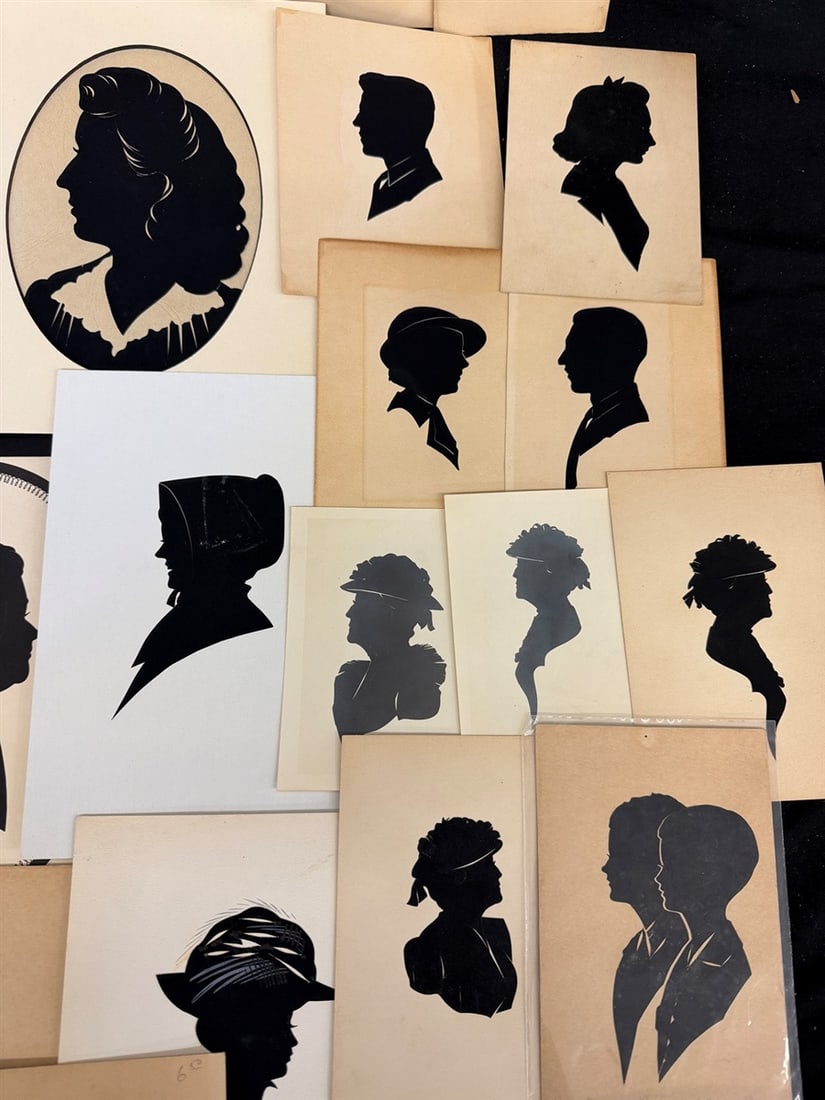 (58) Unsigned Hand Cut Silhouettes (4) Framed - 7