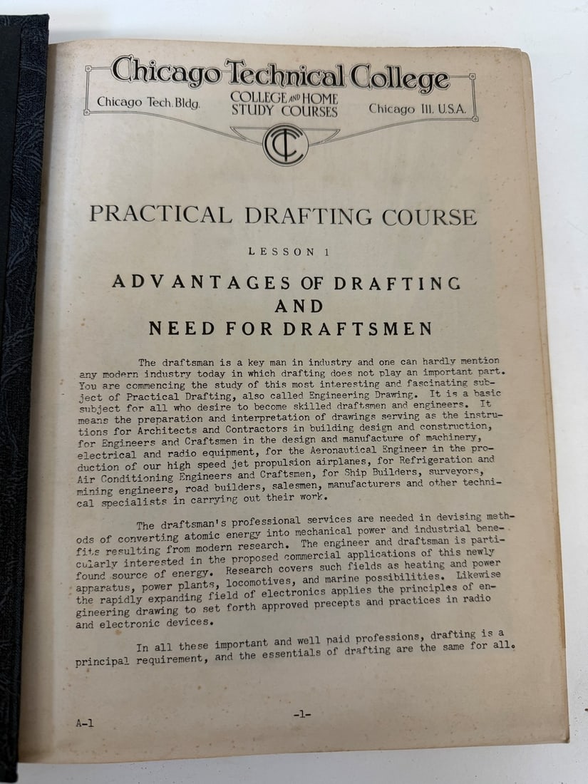 Chicago Technical College Practical Drafting Course 13 Lessons Bound - 2