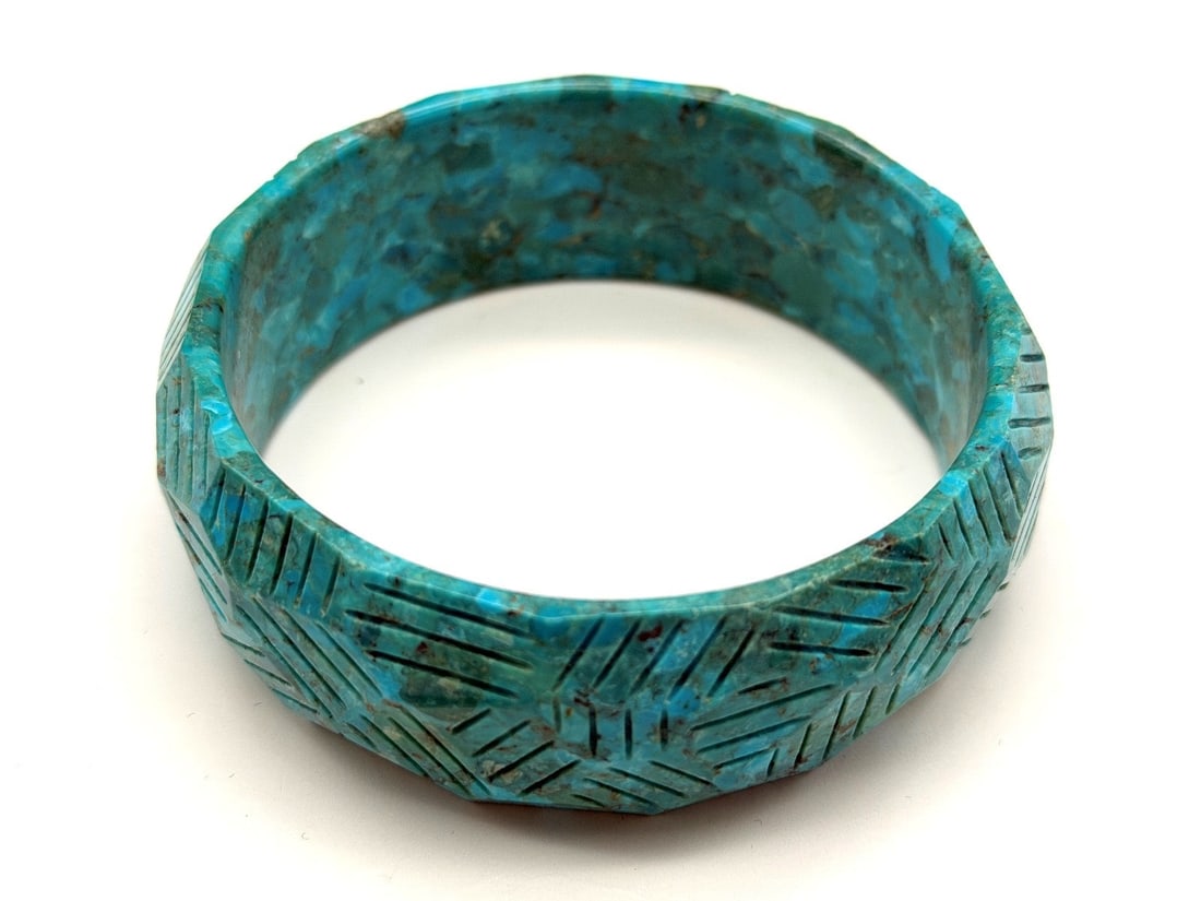 Rare Molded Turquoise Bangle Bracelet: Rare Molded Turquoise Bangle Bracelet