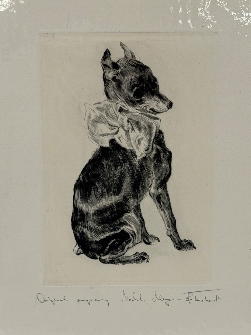 Miniature Pinscher Dog Engraving: Miniature Pinscher Dog Engraving: Measures 17.25 x 12.75".