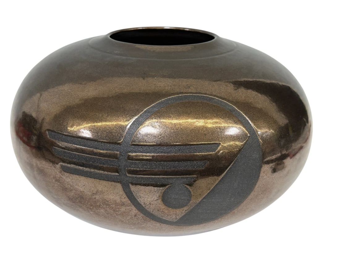 Raku Fired Pottery Vase Signed Ellis (1 of 3)