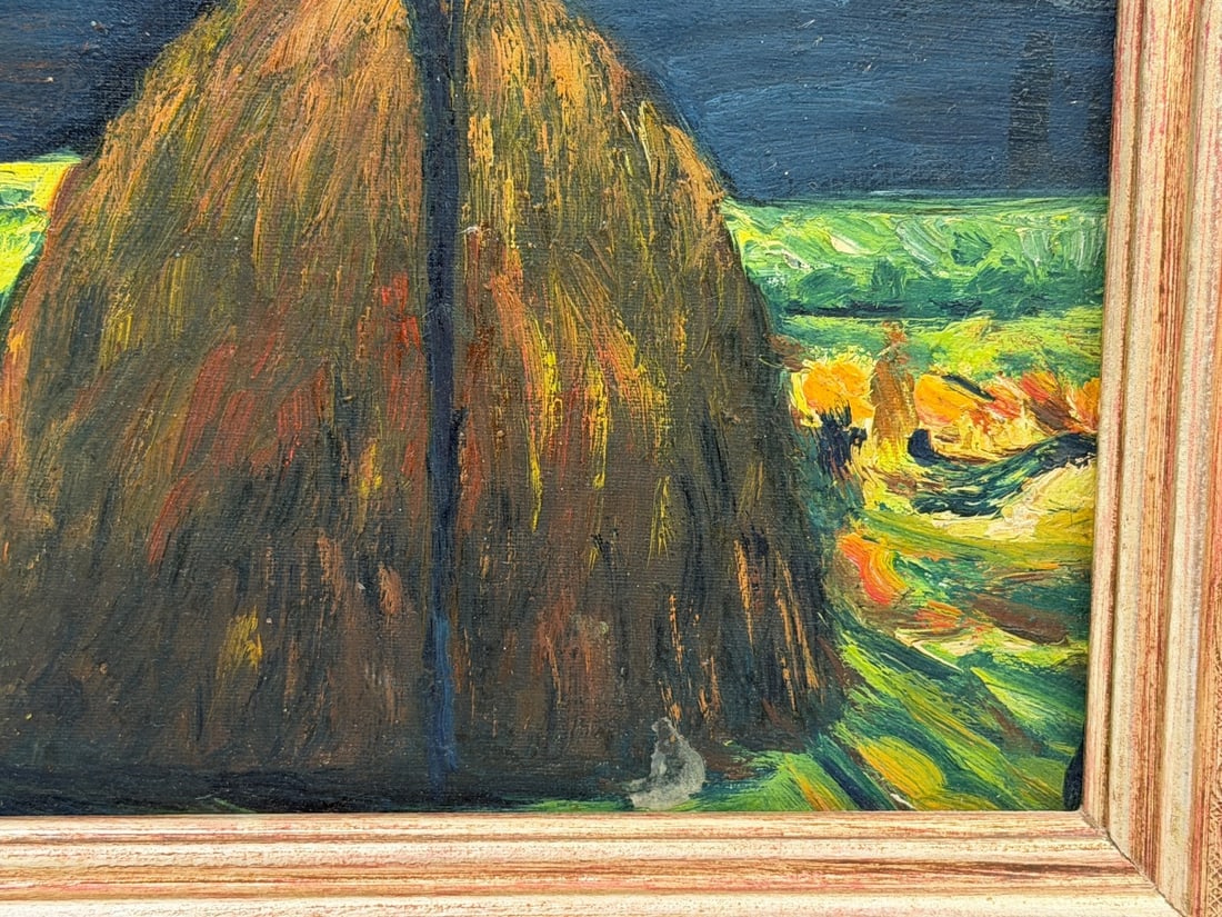 Unsigned Oil Haystack Under Cloudy Skies - 3