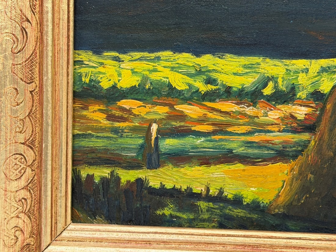 Unsigned Oil Haystack Under Cloudy Skies - 4
