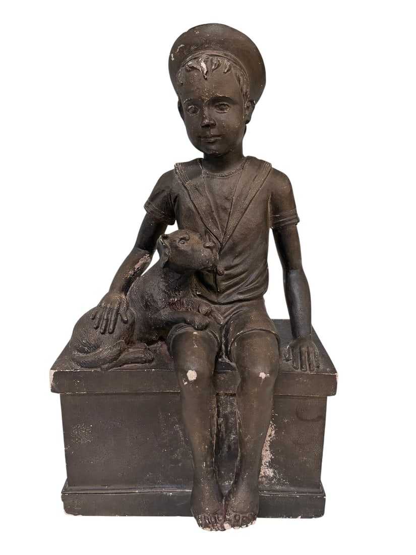 1974 Chalkware "Boy with Dog" Austin Productions The Hume Collection 2000 (1 of 9)