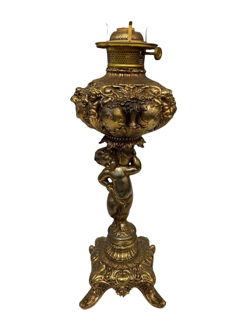 Bradley & Hubbard Brass Figural Lamp With Putti Detail (1 of 9)