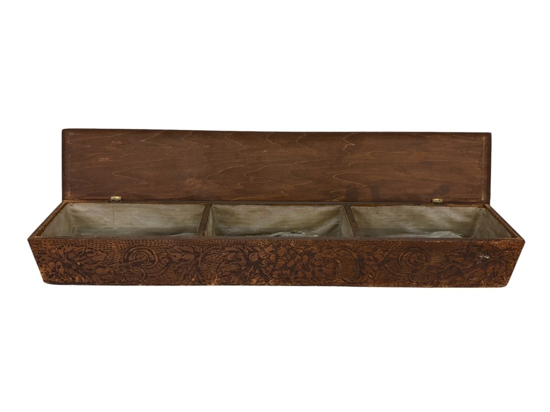 Flemish 3 Section Carved Art Box: Flemish 3 Section Carved Art Box: Measuring 30" long, 4" tall, 5.25" deep.