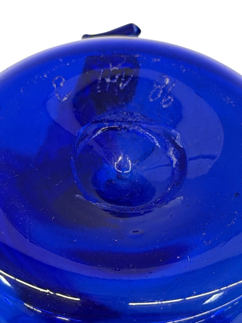 (11) Signed Hand Blown Cobalt Drinking Set - 3