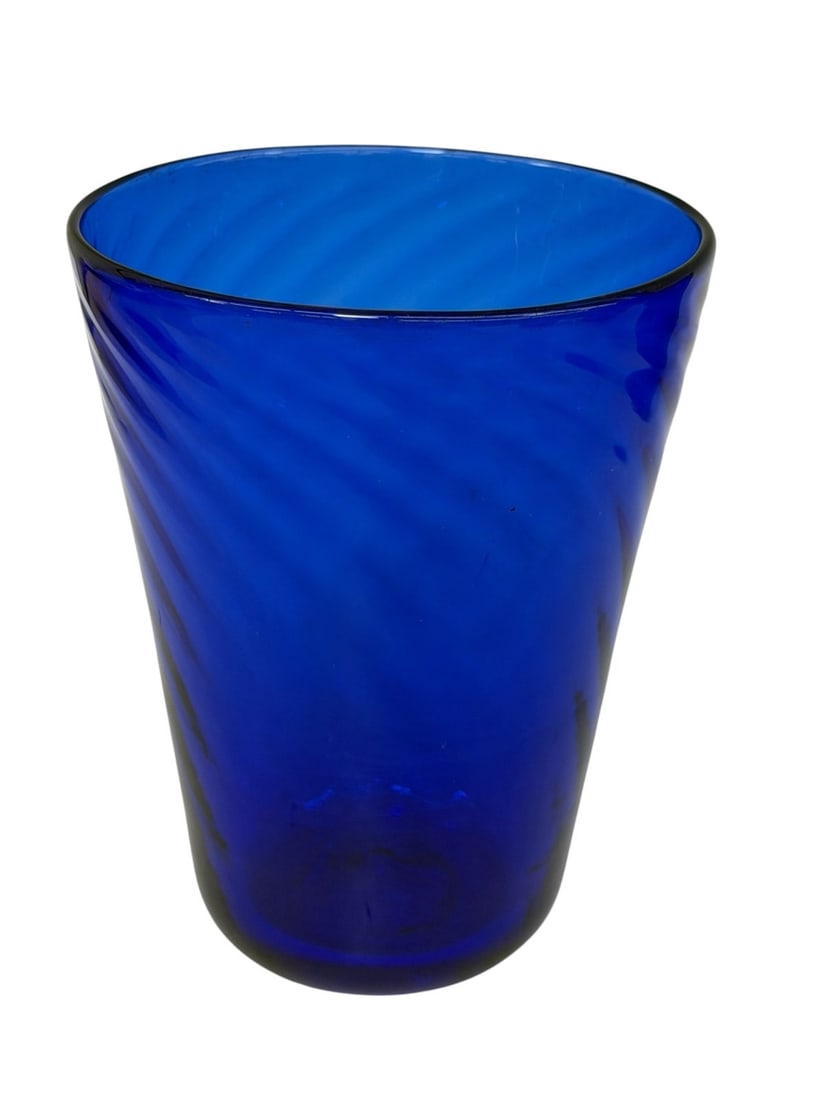(11) Signed Hand Blown Cobalt Drinking Set - 4
