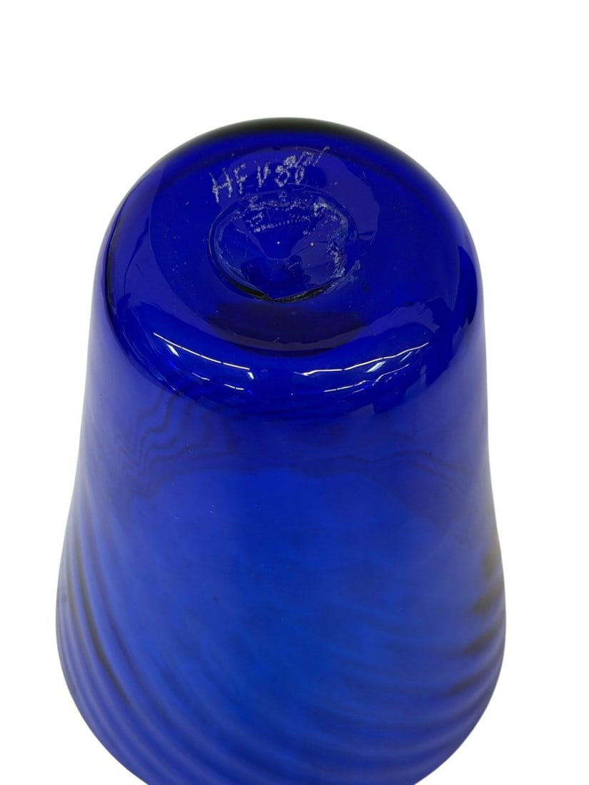 (11) Signed Hand Blown Cobalt Drinking Set - 5