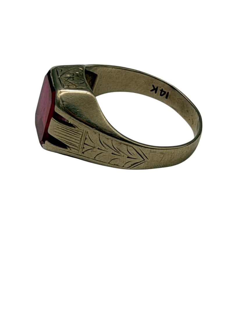14k Gold Art Deco Ruby Ring - 2