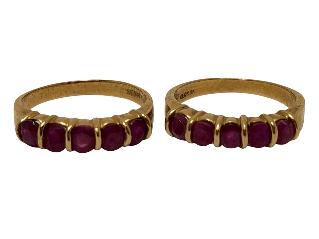 (2) 10k Gold Ruby Rings - 2