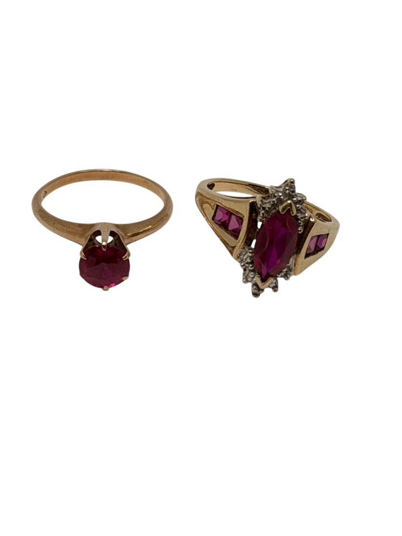 (2) 10k Gold Rings with Rubies (1 of 4)