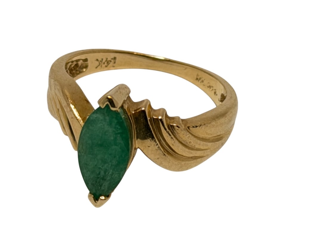 14k Gold Ring with Marquis Cut Emerald (1 of 3)