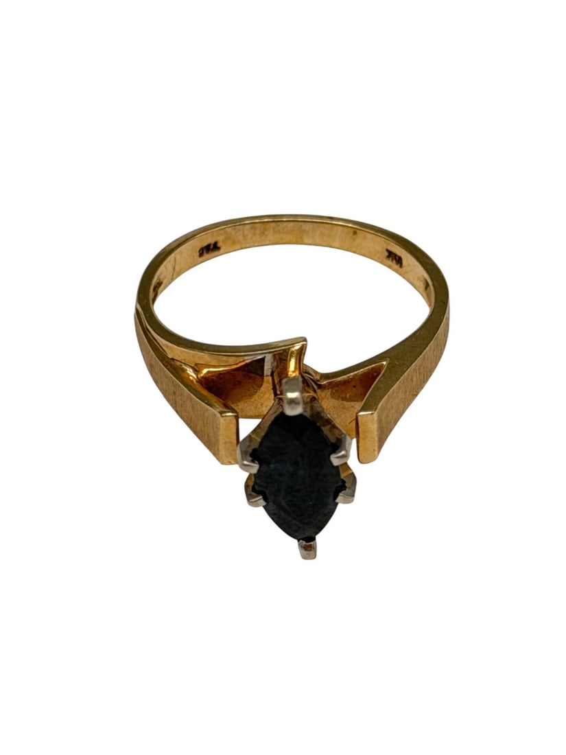 14k Gold Ring with Marquis Cut Sapphire (1 of 3)