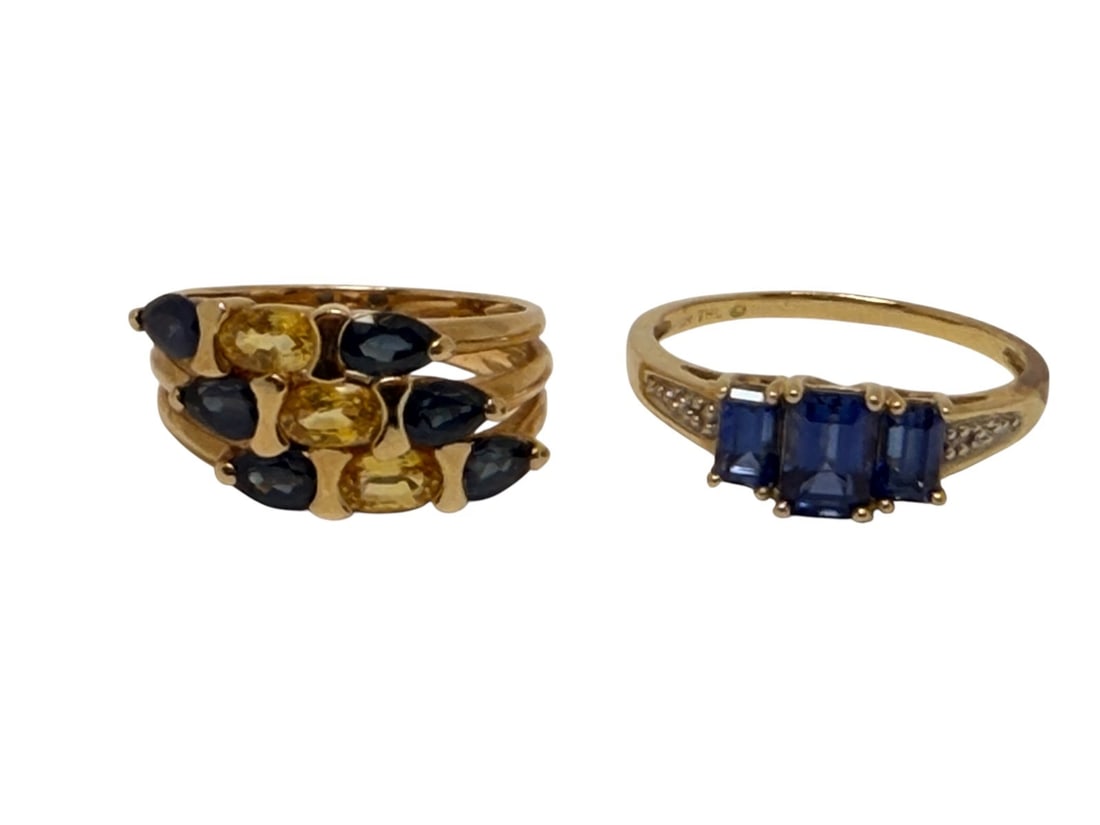(2) 10k Gold Rings with Sapphires (1 of 5)