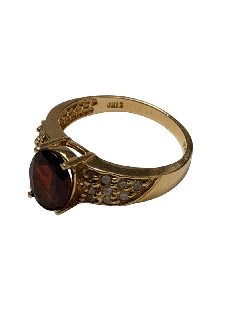 14k Gold Ring with Diamonds and Garnet (1 of 4)