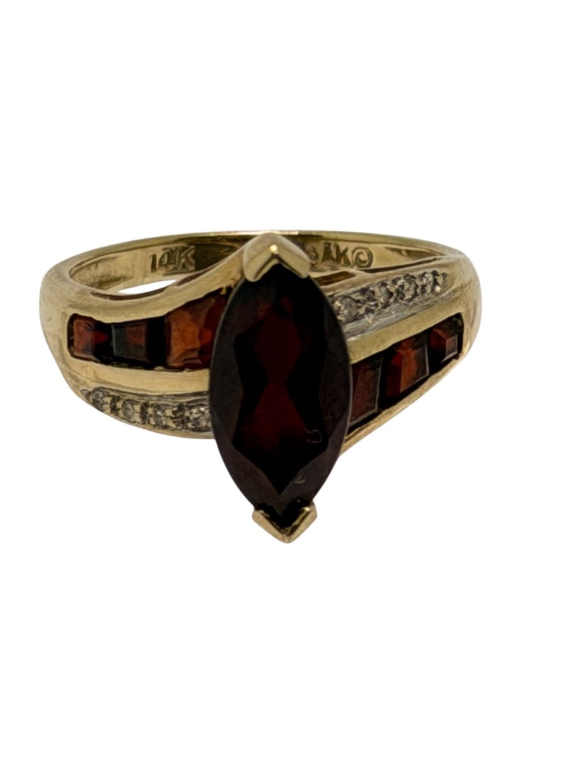 14k Gold Ring with Garnets and Diamonds (1 of 5)