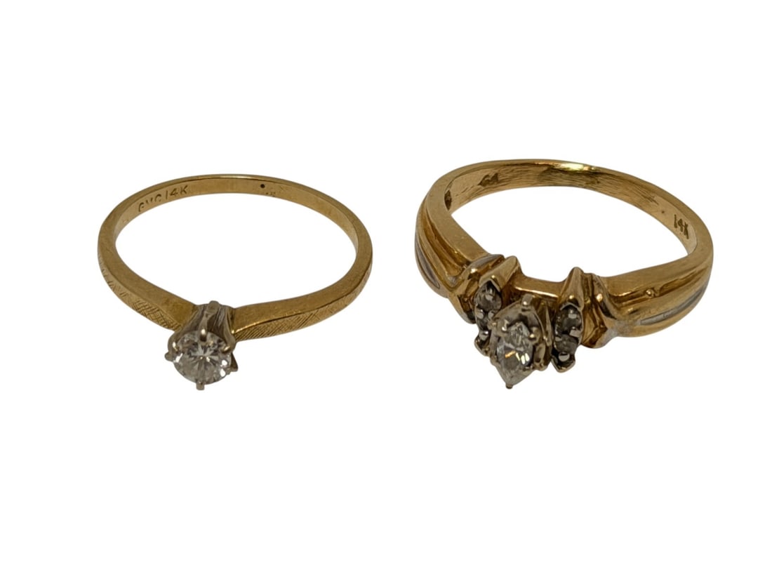 (2) 14k Gold Diamond Rings (1 of 4)
