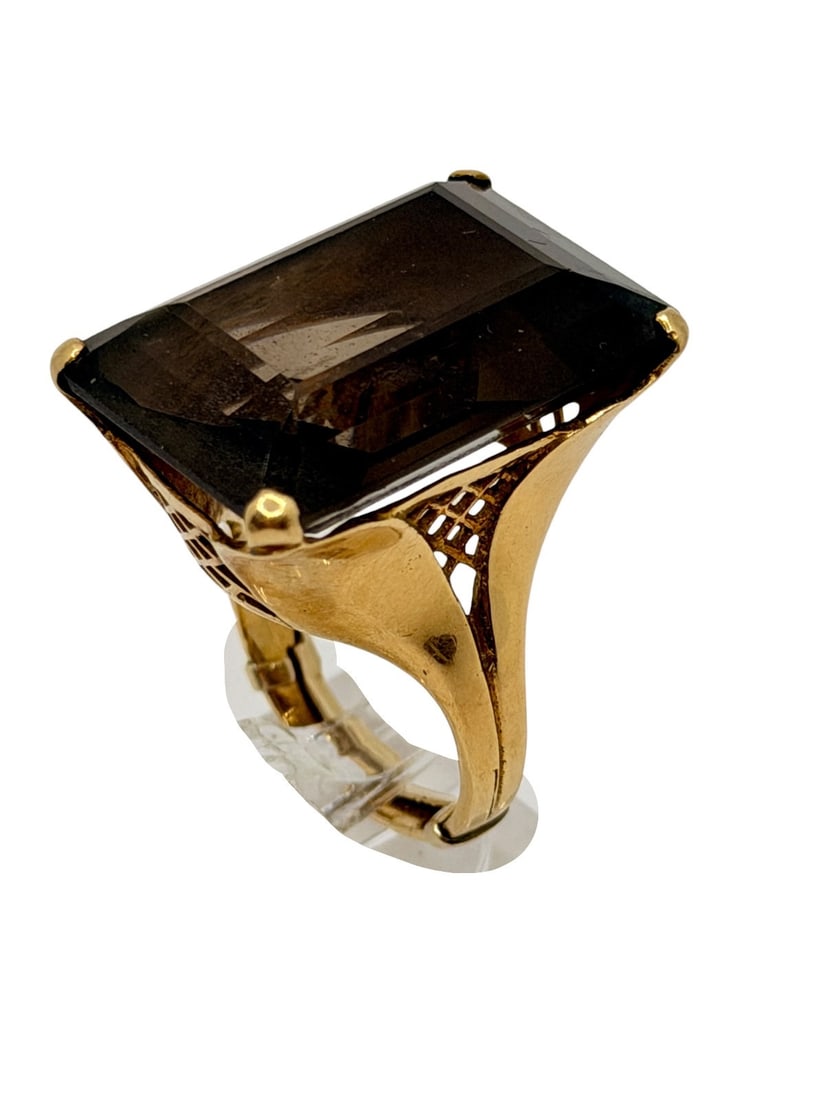 18k Gold Smoky Quartz Statement Ring (1 of 4)