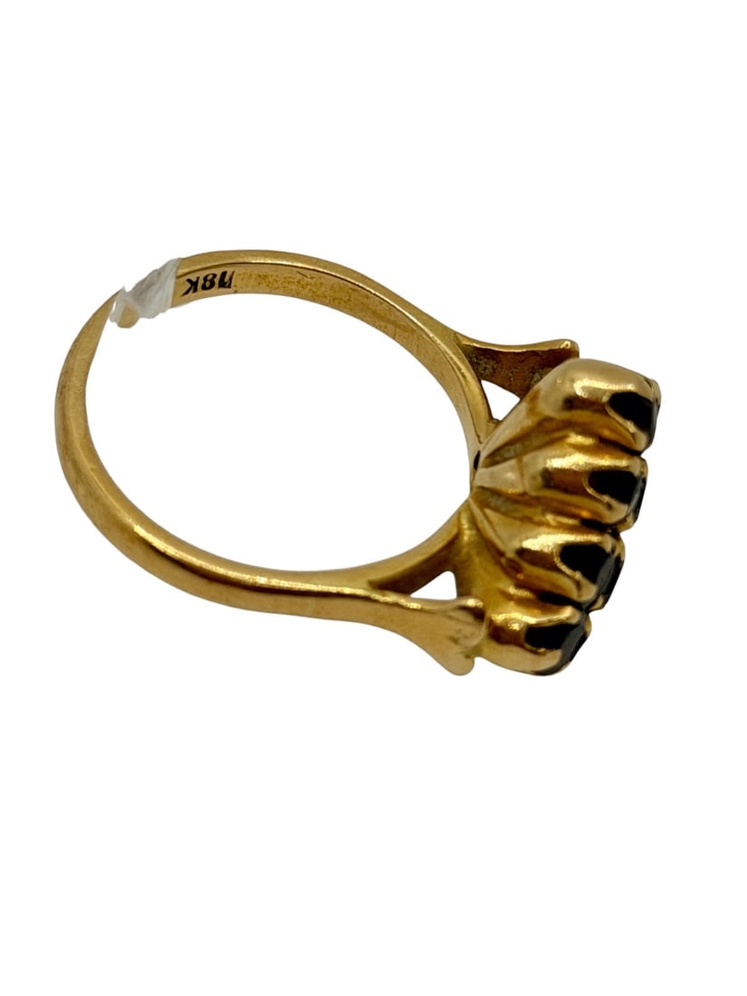 18k Gold Garnet Ring Round Cluster Setting - 2