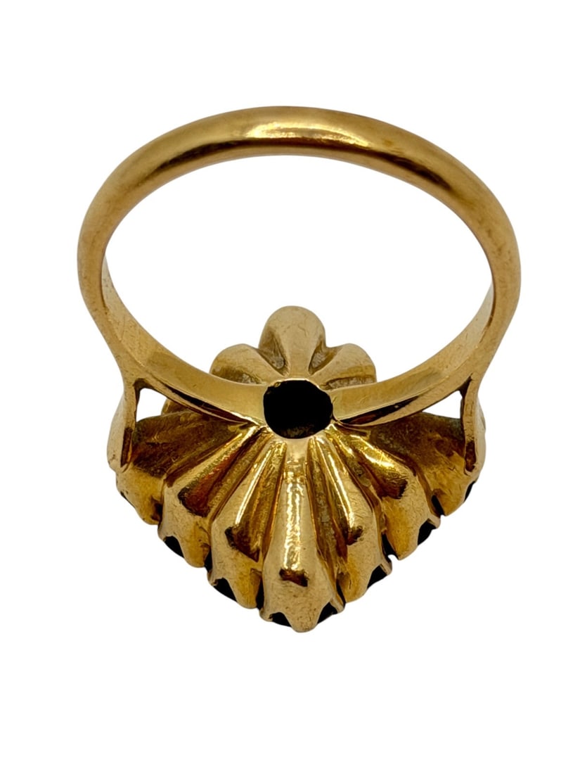 18k Gold Garnet Ring Round Cluster Setting - 3
