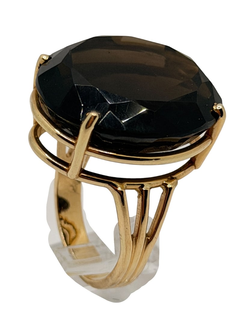 14k Gold Ring with Smoky Quartz in Tall Basket (1 of 3)