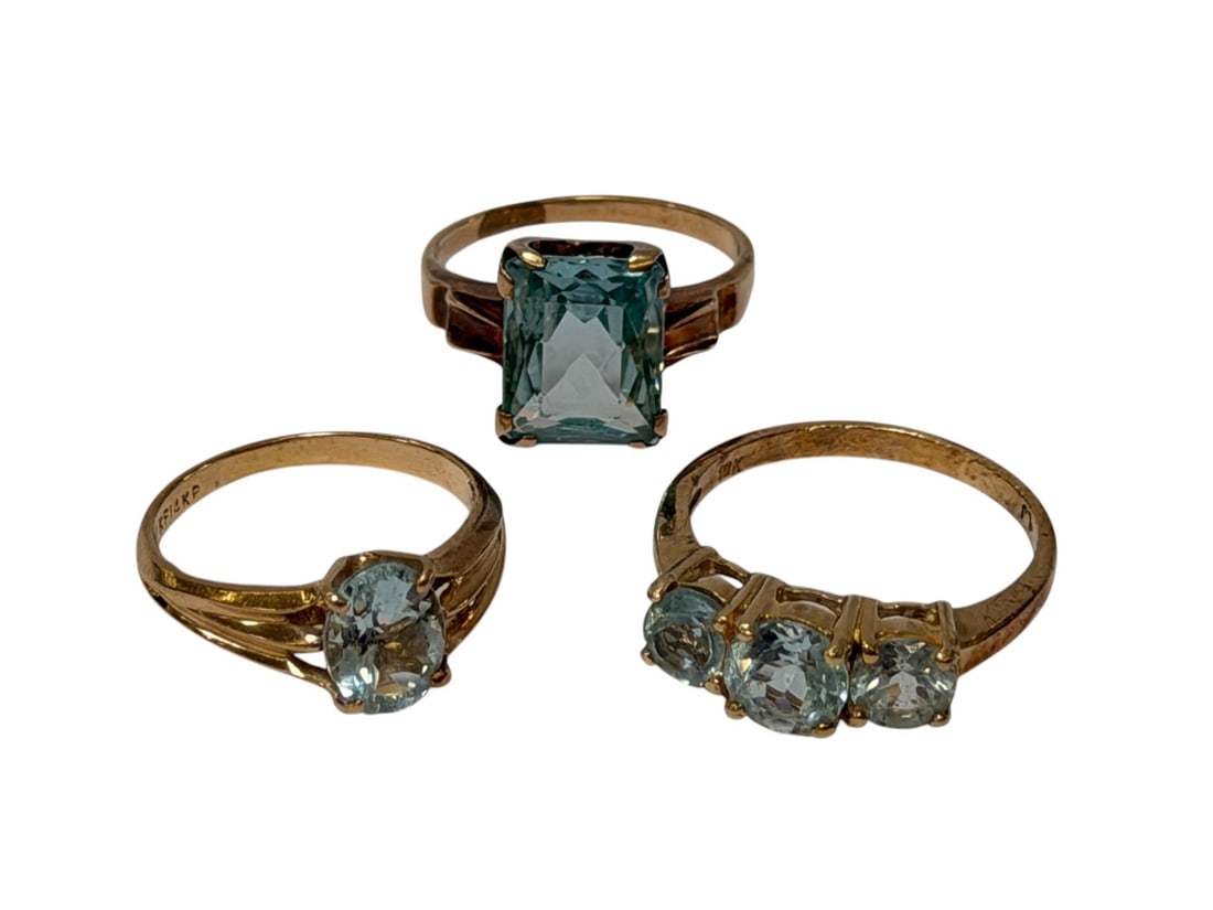 (3) 10k Gold Rings with Blue Gemstones (1 of 7)