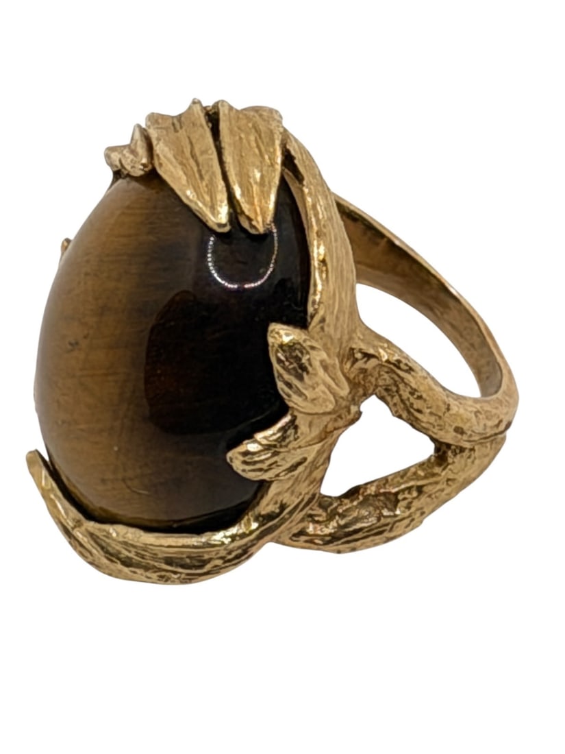 14k Gold Ring with Tiger Eye Cabochon (1 of 4)